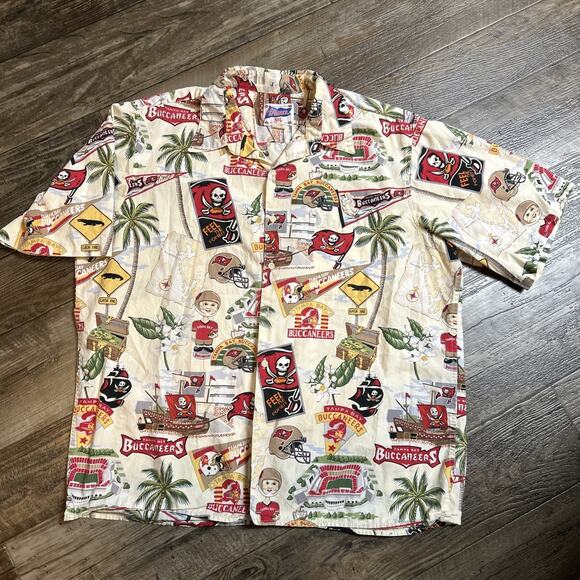 Tampa Bay Buccaneers Creamsicle Reyn Spooner NFL Hawaiian Shirt Vintage - Picture 1 of 7